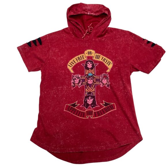 Track 23 Guns N Roses Short Sleeve T-Shirt Hoodie Women's Size XL Red w Graphic - Picture 6 of 8